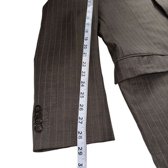 MICHAEL Michael Kors Mens Gray Tan Wool Pinstriped Blazer 40R Preppy Modern - Picture 7 of 9